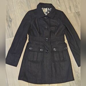 Anthropologie Tulle Peacoat Black Wool Blend Women's Large